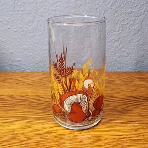 Anchor Hocking 1970s mushroom patterned drinking glass